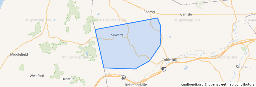 Mapa de ubicacion de Town of Seward.