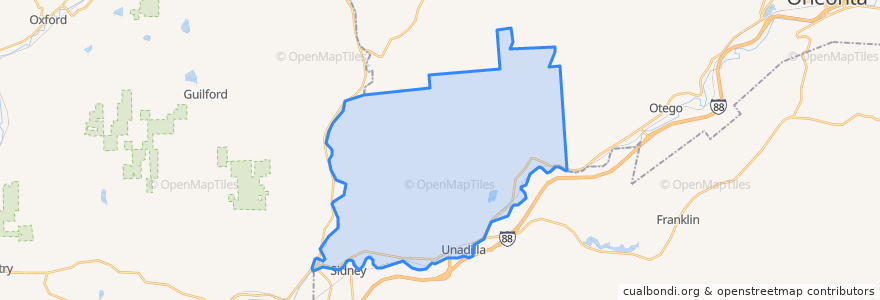 Mapa de ubicacion de Town of Unadilla.