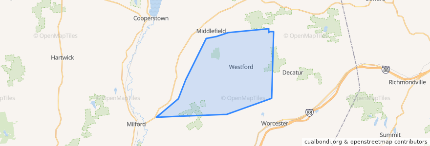 Mapa de ubicacion de Town of Westford.