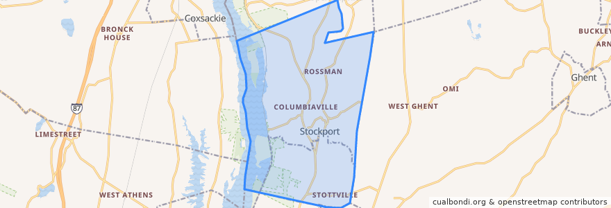 Mapa de ubicacion de Town of Stockport.