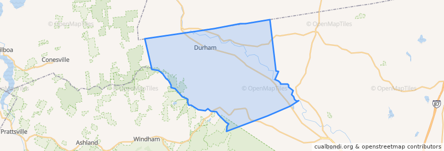 Mapa de ubicacion de Town of Durham.