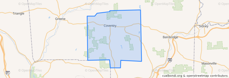 Mapa de ubicacion de Town of Coventry.