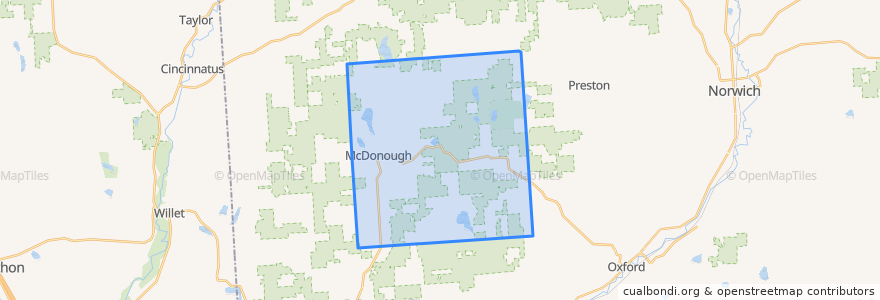 Mapa de ubicacion de Town of McDonough.