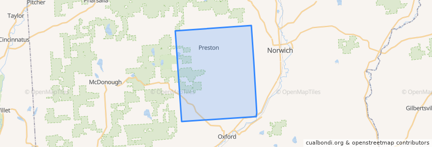 Mapa de ubicacion de Town of Preston.