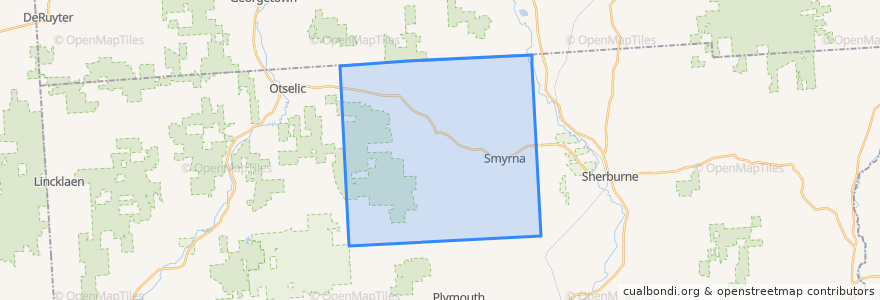 Mapa de ubicacion de Town of Smyrna.