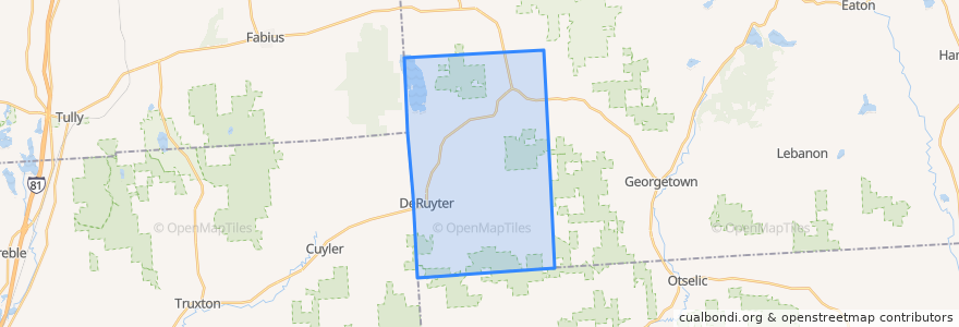 Mapa de ubicacion de Town of DeRuyter.