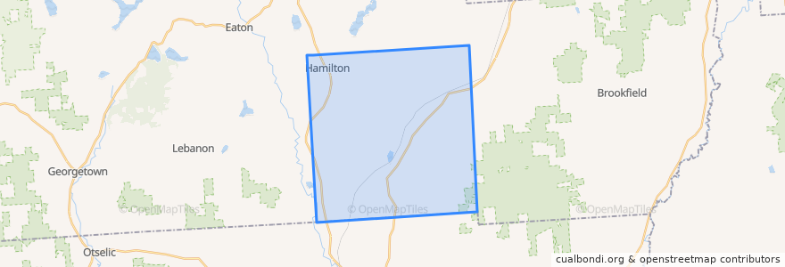 Mapa de ubicacion de Town of Hamilton.