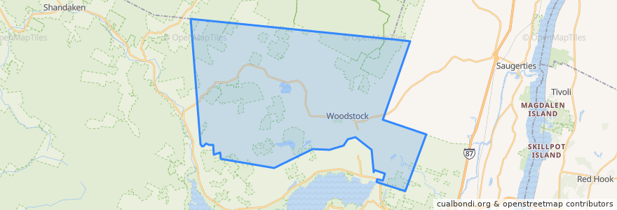 Mapa de ubicacion de Town of Woodstock.