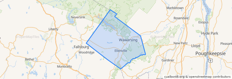 Mapa de ubicacion de Town of Wawarsing.