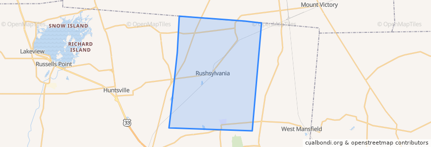 Mapa de ubicacion de Rushcreek Township.