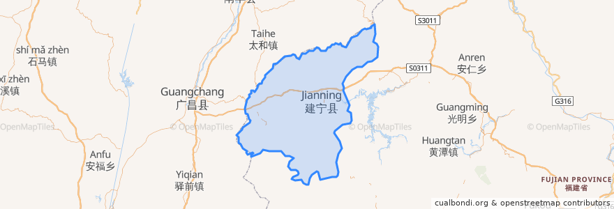 Mapa de ubicacion de Jiànníng Xiàn.