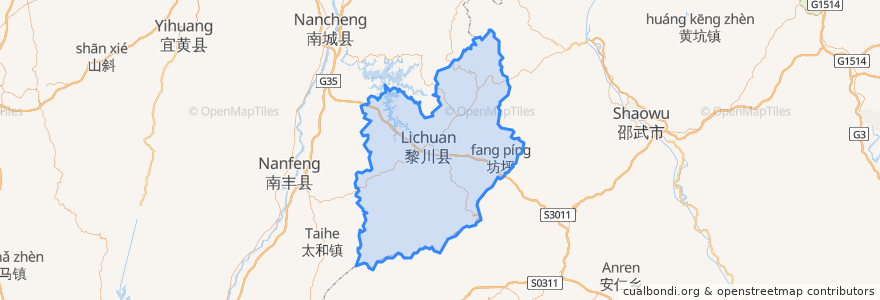 Mapa de ubicacion de 黎川县.