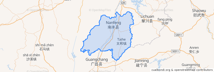 Mapa de ubicacion de Nanfeng.