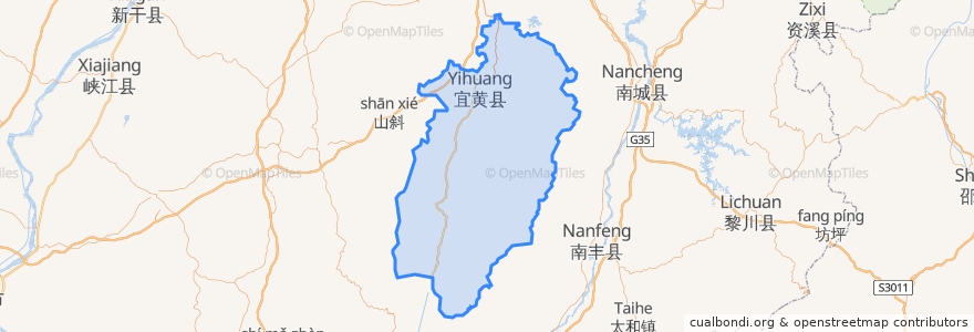 Mapa de ubicacion de Yihuang County.