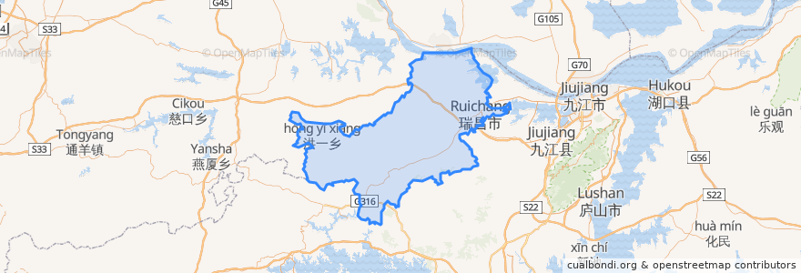 Mapa de ubicacion de Ruichang.