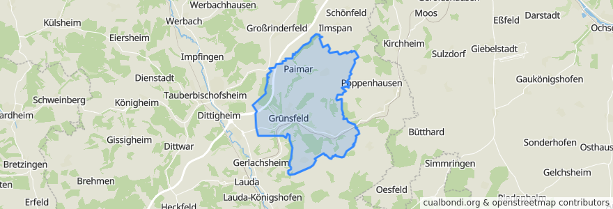 Mapa de ubicacion de Grünsfeld.