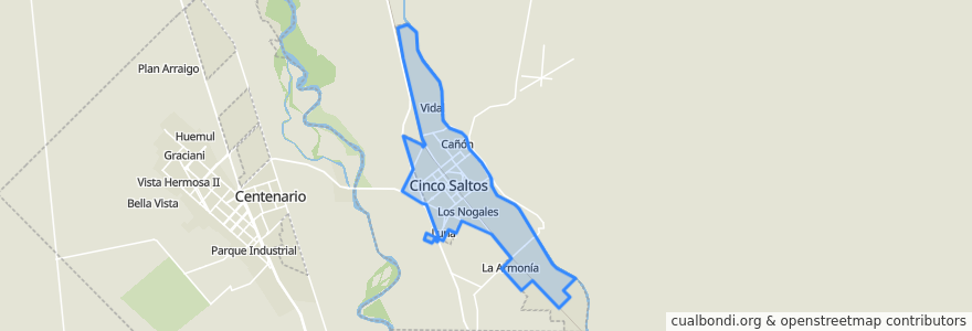 Mapa de ubicacion de Cinco Saltos.