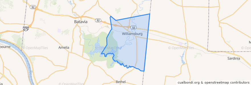 Mapa de ubicacion de Williamsburg Township.