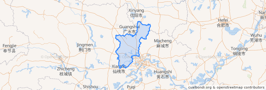 Mapa de ubicacion de 孝感市.