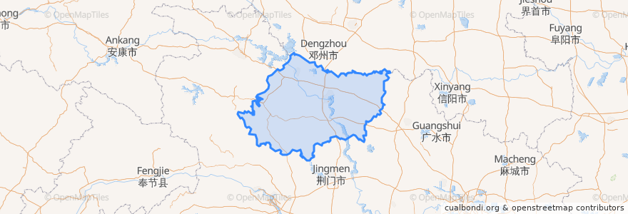 Mapa de ubicacion de Xiangyang.