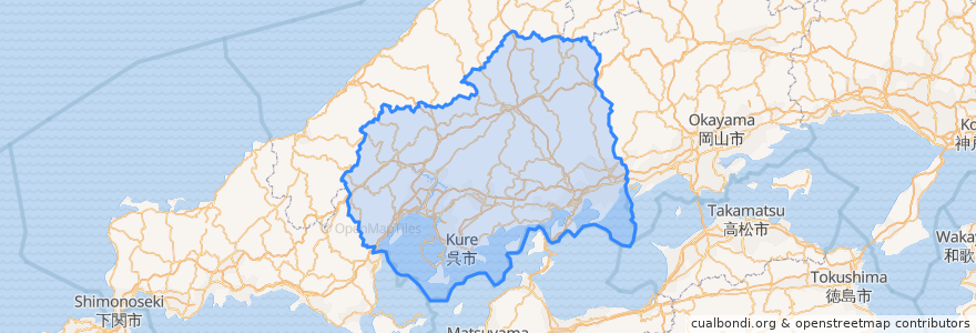 Mapa de ubicacion de Prefectura de Hiroshima.