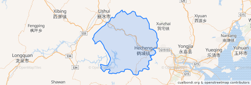 Mapa de ubicacion de 青田县.