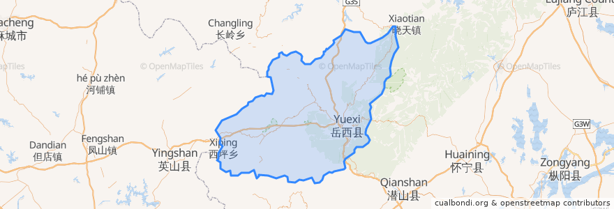 Mapa de ubicacion de 岳西县.