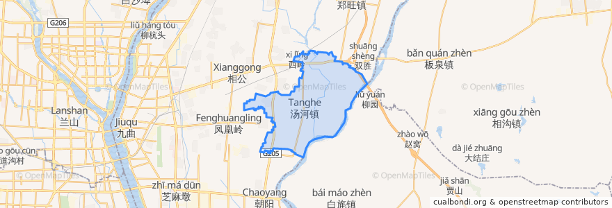 Mapa de ubicacion de 汤河镇.