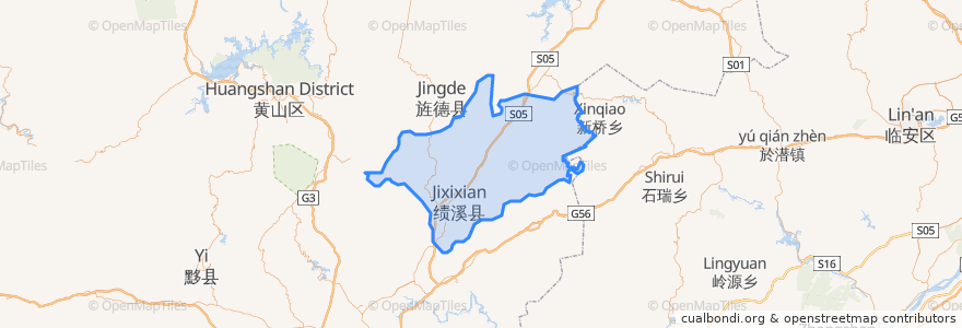 Mapa de ubicacion de 绩溪县 (Jixi).