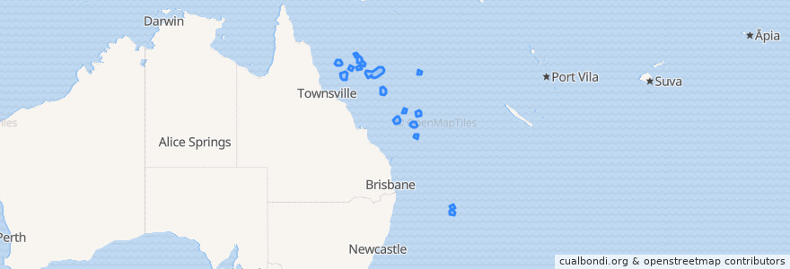 Mapa de ubicacion de Coral Sea Islands.