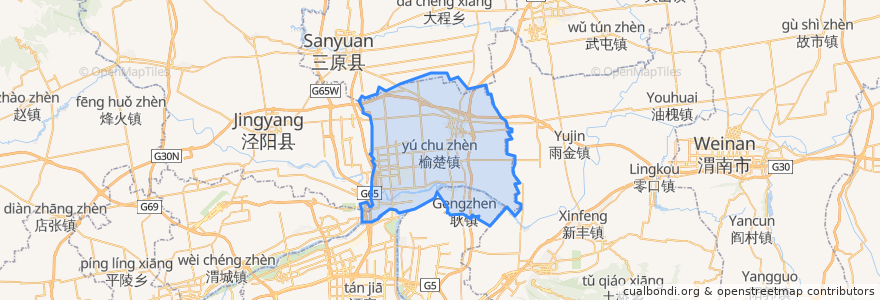 Mapa de ubicacion de 高陵区.