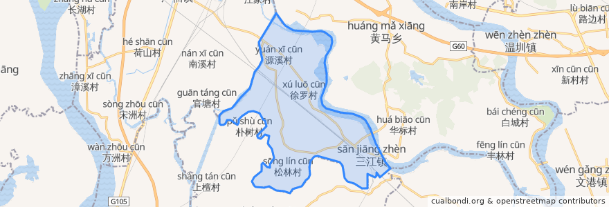 Mapa de ubicacion de 三江镇.