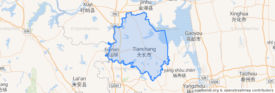 Mapa de ubicacion de 天长市.