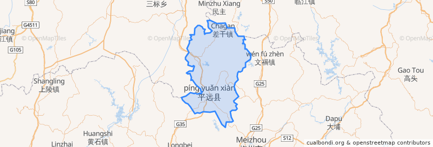 Mapa de ubicacion de Contea di Pingyuan.