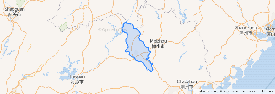 Mapa de ubicacion de Xingning.