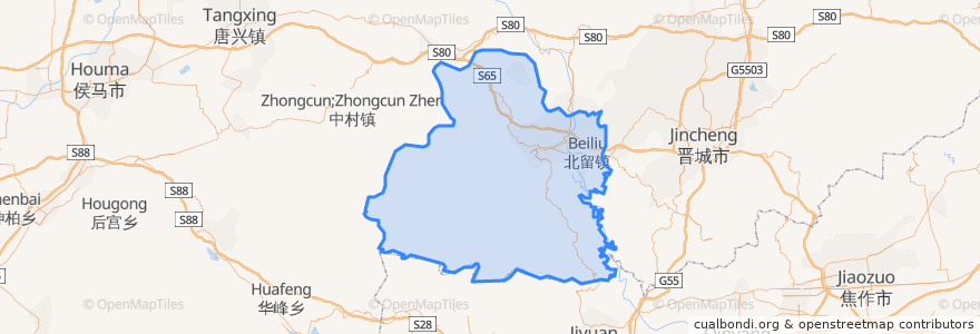 Mapa de ubicacion de Yangcheng County.