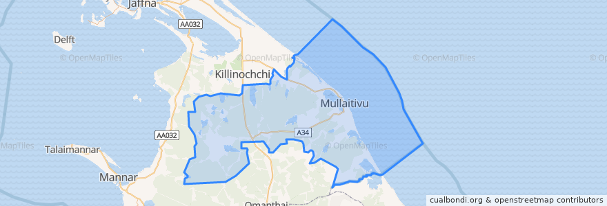 Mapa de ubicacion de Mullaitivu District.