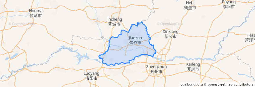 Mapa de ubicacion de Jiaozuo.