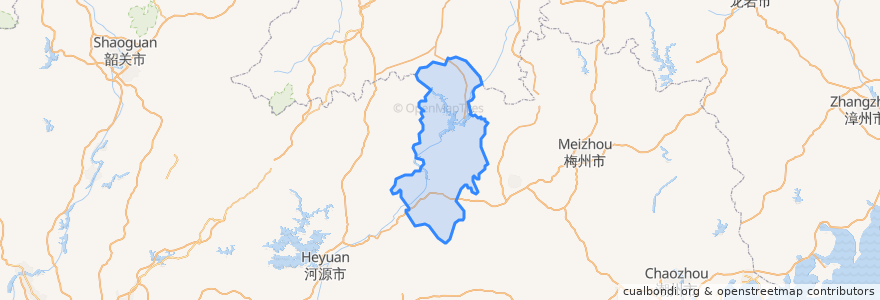 Mapa de ubicacion de 龙川县.