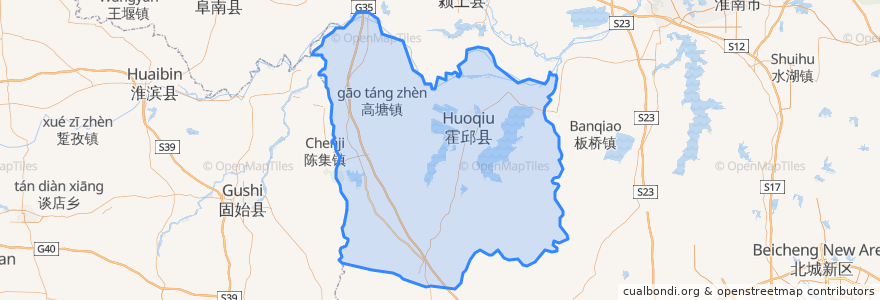 Mapa de ubicacion de Huoqiu County.