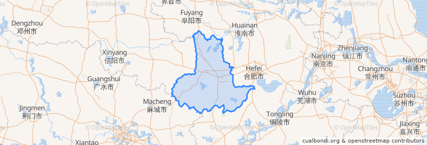 Mapa de ubicacion de 六安市.