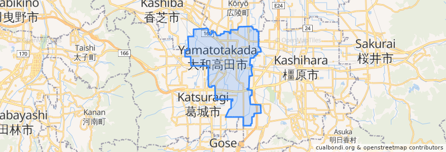 Mapa de ubicacion de 大和高田市.