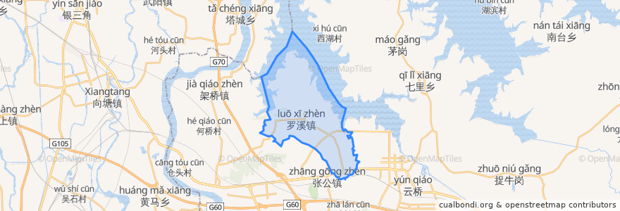 Mapa de ubicacion de 罗溪镇.