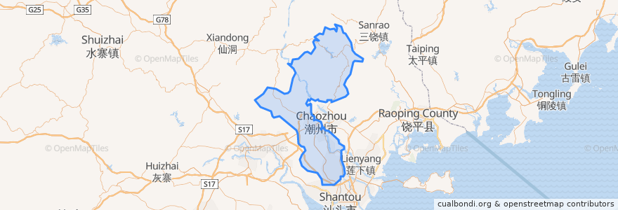 Mapa de ubicacion de 潮安区.