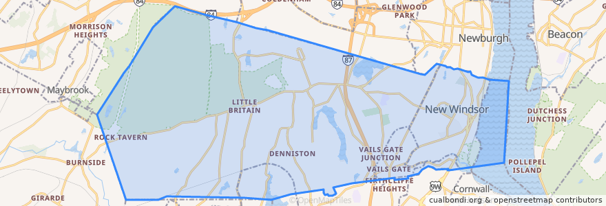 Mapa de ubicacion de Town of New Windsor.