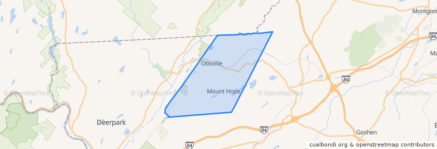 Mapa de ubicacion de Town of Mount Hope.