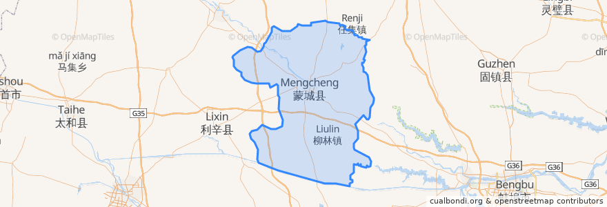 Mapa de ubicacion de 蒙城县.