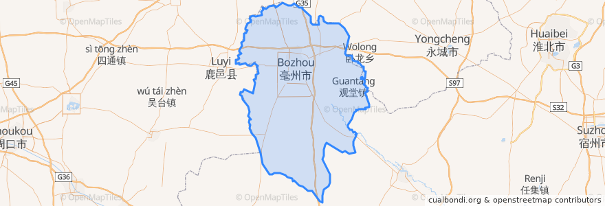 Mapa de ubicacion de 谯城区.