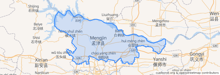 Mapa de ubicacion de 孟津区.