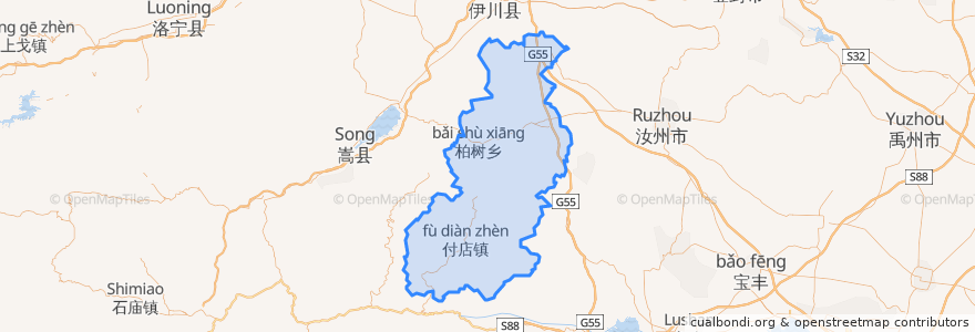 Mapa de ubicacion de 汝阳县.